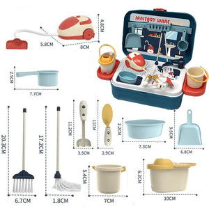 Coo11 Housekeeping Cleaning Set Toys for Kids, Pretend Play Sanitary Ware Plastic Sweeper Trolley Set, Skill Developmental, Perfect Gifts Birthday and Christmas for Boys & Girls Age 3 to 7 Years