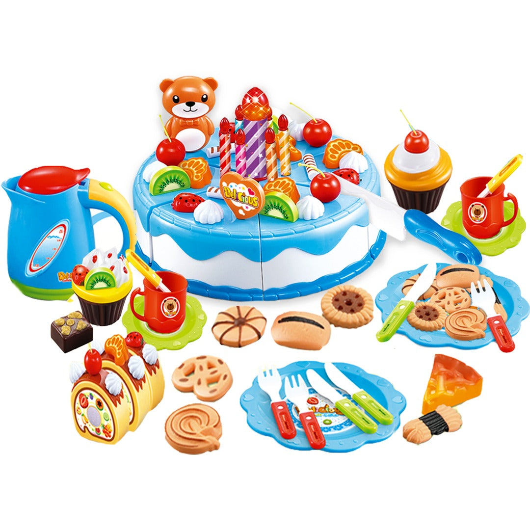 Coo11 kids 80 PCS DIY Make Your Own Birthday Cake, Pretended Food Play Set, Educational Learning Kitchen Playset, Perfect Gift as Birthday or Christmas Gift, Suitable for 3 or above years old