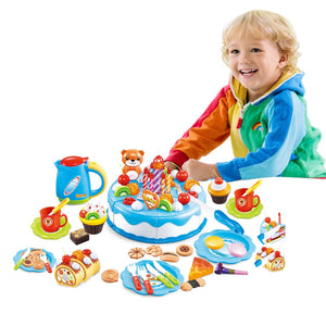 Coo11 kids 80 PCS DIY Make Your Own Birthday Cake, Pretended Food Play Set, Educational Learning Kitchen Playset, Perfect Gift as Birthday or Christmas Gift, Suitable for 3 or above years old