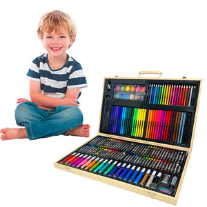 180pcs Kids Drawing Painting Pens Wood Box Art Set Children