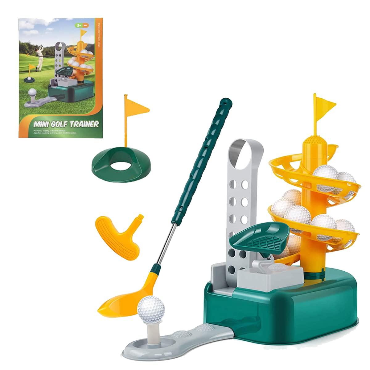 Coo11 Kids Golf Toy Set, Outdoor Sports Toys for 4-8-Year-Old Boys, Toddler Outside & Indoor Play Golf Ball Game Club Head, Training Golf Balls & Clubs Equipment, Birthday Gifts
