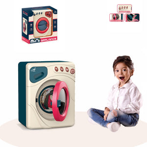 Coo11 Washing Machine Toy for Kids Pretend Play Household Appliance Realistic Sounds with Lights Laundry Play Set with Rotatable Roller for Children Birthday Present