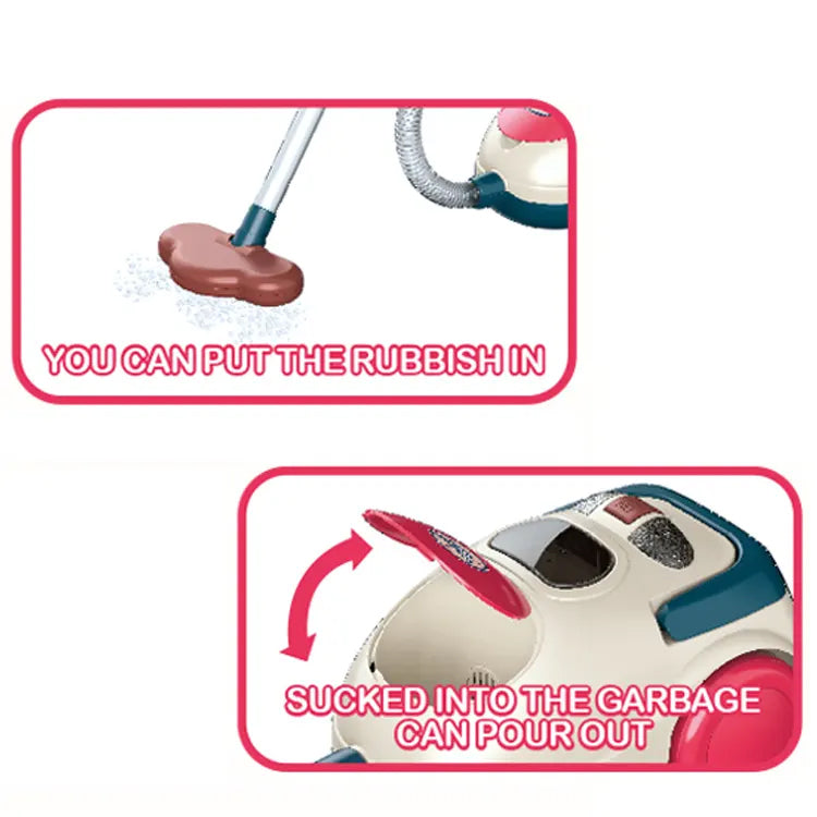 Coo11 Blue Kitchen Housekeeping Vacuum Cleaner with Suction Functional Music Lightweight Learning Educational Pretend Play Toys Mini Household Cleaners Kit for Girls and Boys age 5+ 7 8 9 10 Years Old