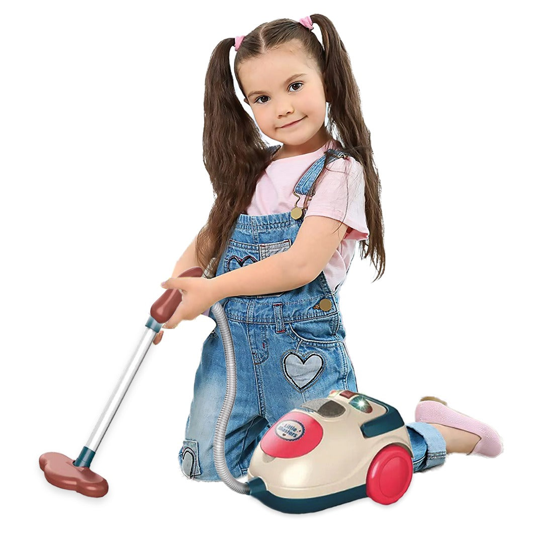 Coo11 Blue Kitchen Housekeeping Vacuum Cleaner with Suction Functional Music Lightweight Learning Educational Pretend Play Toys Mini Household Cleaners Kit for Girls and Boys age 5+ 7 8 9 10 Years Old