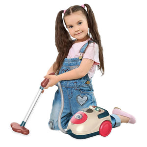 Coo11 Blue Kitchen Housekeeping Vacuum Cleaner with Suction Functional Music Lightweight Learning Educational Pretend Play Toys Mini Household Cleaners Kit for Girls and Boys age 5+ 7 8 9 10 Years Old