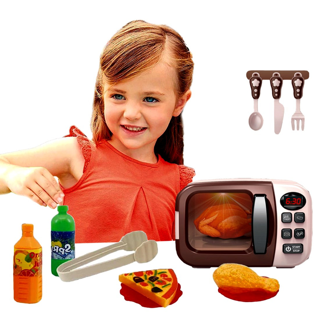 Coo11 Home Appliances Kitchen Microwave Oven and Cooker Kit for Kids, Pretend Play Light and Sound Perfect Kitchen Set Play House Game Early to Educational Fun & Activity Gift for Girls Boys Age 5+ 6 7 8 9 Years Old