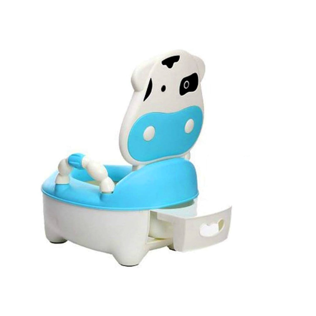 Coo11 Cow Design Portable Potty Training Toilet Seat for Boys and Girls, Anti-Slip, Lightweight, Suitable for 3+ Years, Convenient for Travelling, Easy to Clean, Portable, Perfect for Kids blue
