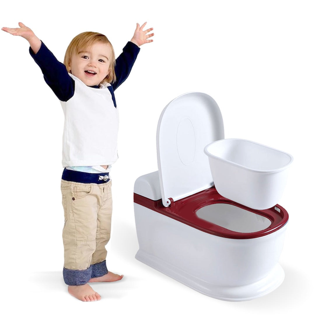 Coo11 Kids Toilet Potty Training Seat, Back Support, Handle & Soft Cushion with Splash Guard, Portable,  Lightweight, Easy to Clean, Perfect for Boys & Girls, Suitable for 3+