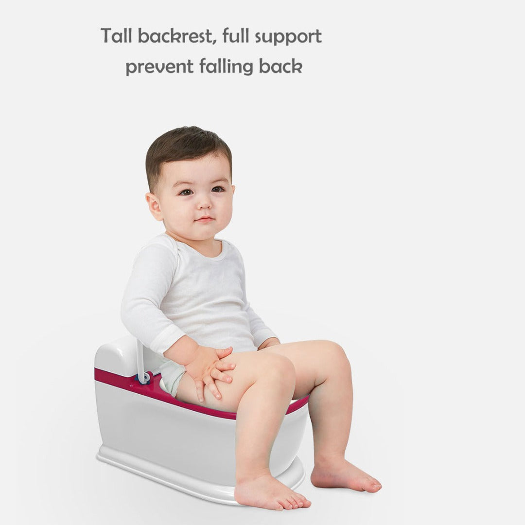 Coo11 Kids Toilet Potty Training Seat, Back Support, Handle & Soft Cushion with Splash Guard, Portable,  Lightweight, Easy to Clean, Perfect for Boys & Girls, Suitable for 3+