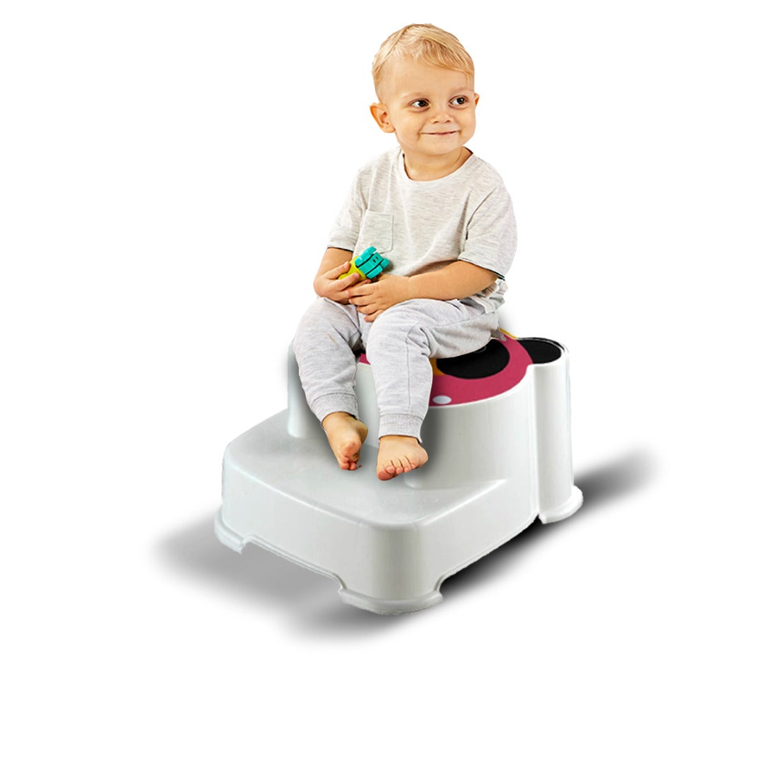 Coo11 Kids Panda Double Step Stool Perfect for Boys and Girls Toddler Toilet Training Anti-Slip Stepping Stool Use in the Kitchen and Bathroom Easy to Clean Portable Lightweight