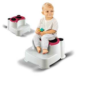 Coo11 Kids Panda Double Step Stool Perfect for Boys and Girls Toddler Toilet Training Anti-Slip Stepping Stool Use in the Kitchen and Bathroom Easy to Clean Portable Lightweight
