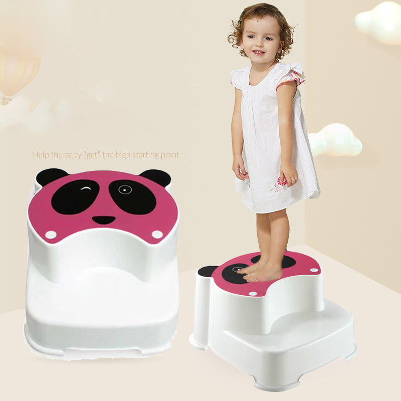 Coo11 Kids Panda Double Step Stool Perfect for Boys and Girls Toddler Toilet Training Anti-Slip Stepping Stool Use in the Kitchen and Bathroom Easy to Clean Portable Lightweight