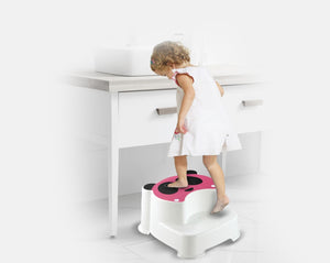 Coo11 Kids Panda Double Step Stool Perfect for Boys and Girls Toddler Toilet Training Anti-Slip Stepping Stool Use in the Kitchen and Bathroom Easy to Clean Portable Lightweight
