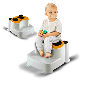 Coo11 Kids Panda Double Step Stool Perfect for Boys and Girls Toddler Toilet Training Anti-Slip Stepping Stool Use in the Kitchen and Bathroom Easy to Clean Portable Lightweight