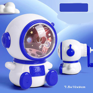 Coo11 Kids Astronaut Design Pencil Sharpener, Kindergarden Hand-Crank Cute Primary School Fun, Multifunctional, Easy Sharpening, Stationery Gift for Boys & Girls, Suitable for 3+ (Blue)