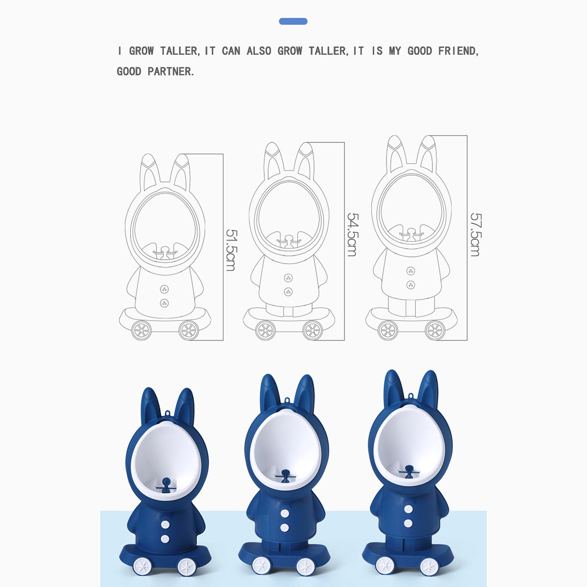 Coo11 Boys Wall-Mounted Rabbit Design Urinal Pot, Toddler Toilet Training Pee Stand, Adjustable Height, Easy to Clean, Lightweight, Convenient for 6 Months to 5 Years kids, Easy to Use