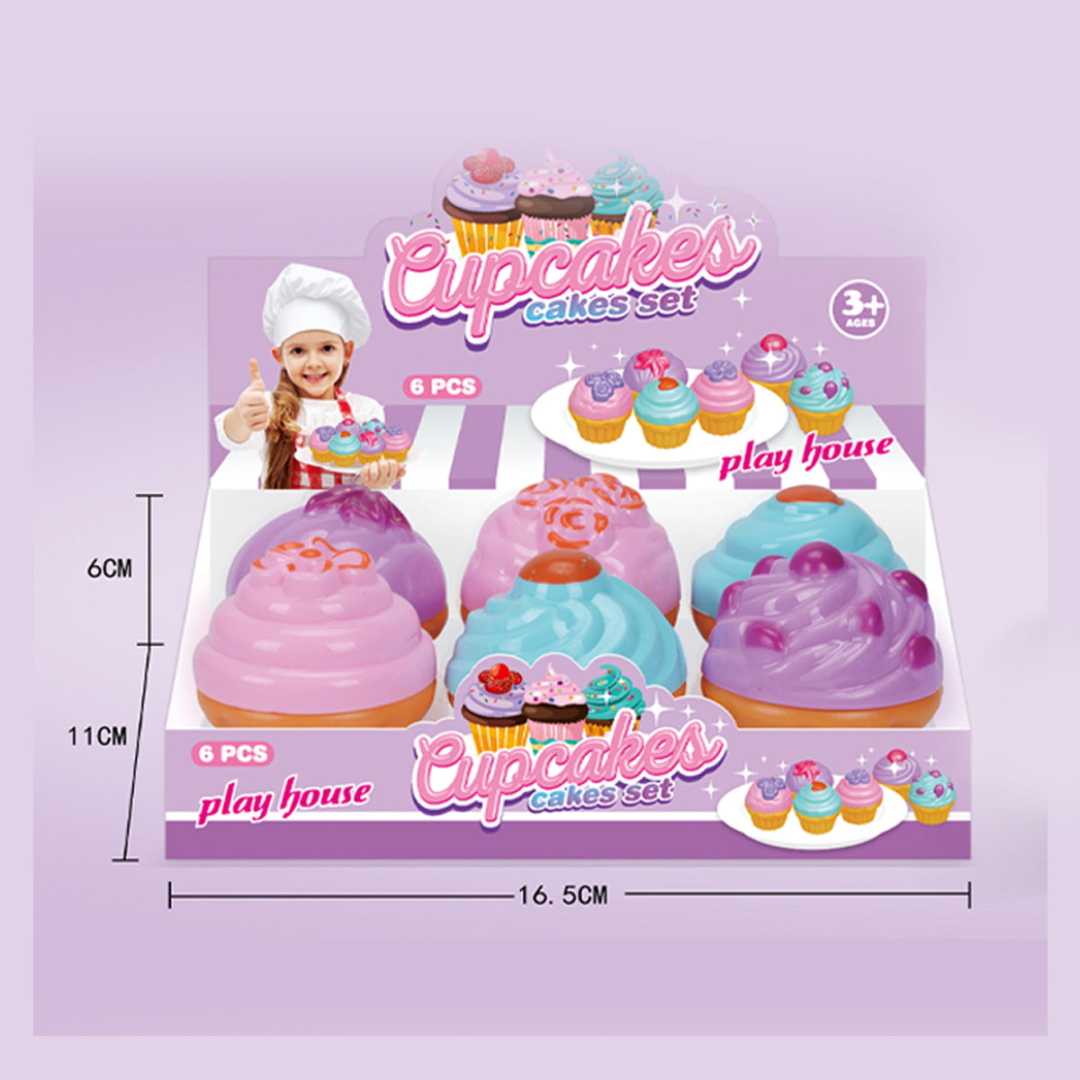 Coo11 Kids Playhouse Party, Colorful Mini Cream Mousse Chocolate Cupcakes Dessert Toys, Realistic, Artificial Toy, Scented Fake, Perfect Gifts for 4 to 6 Years Old
