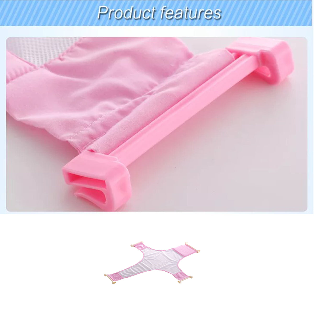 Coo11 Baby Bath Seat Support Pad, Adjustable Net for Bathtub, Non-Slip Universal Bath Seat Cushion Baby Accessories, Safety Four-Pointed Buckle Floating Bathing for Newborn