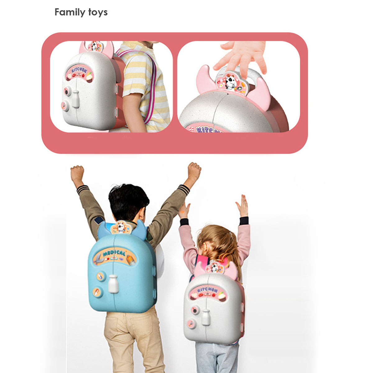 Pretend Play House Pink Backpack Small Mini Kitchen Toys Real Cooking Set For Kids  Set Pretend Role Play Toys For Boys And Girls, Premium Pieces Set
