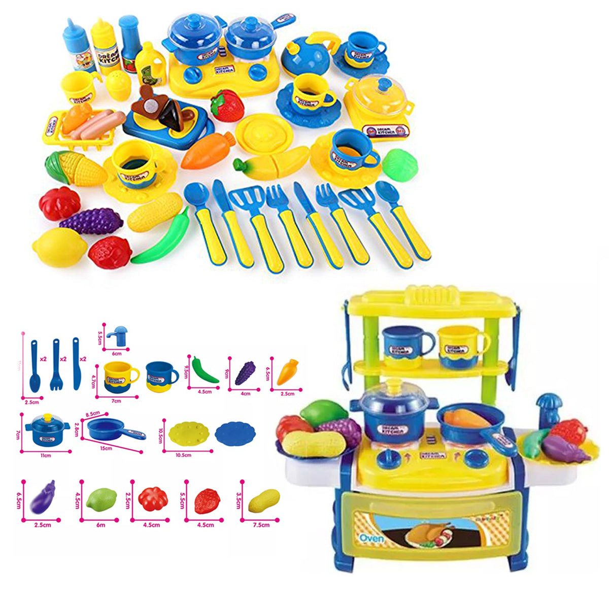Coo11 43pcs Yellow Kitchen Pretend Play Food Toys for Children