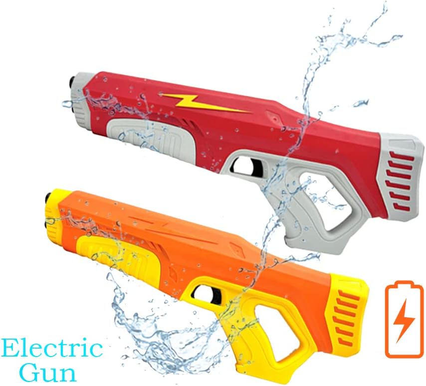 Coo11 Pack of 2 Kids Electric Water Gun Toy Automatic Water Absorption Continuous Fire Children, 500ml Large Water Tank Capacity, 10m Shooting Range Outdoor Pool Party Toy