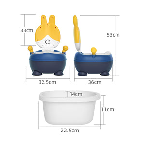 Coo11 Rabbit Design Baby Toilet Potty Chair, Handle & Soft Cushion with Splash Guard, Portable, Portable, Lightweight, Travel Convenient, Perfect Gift for Boys & Girls, Suitable for 3+,