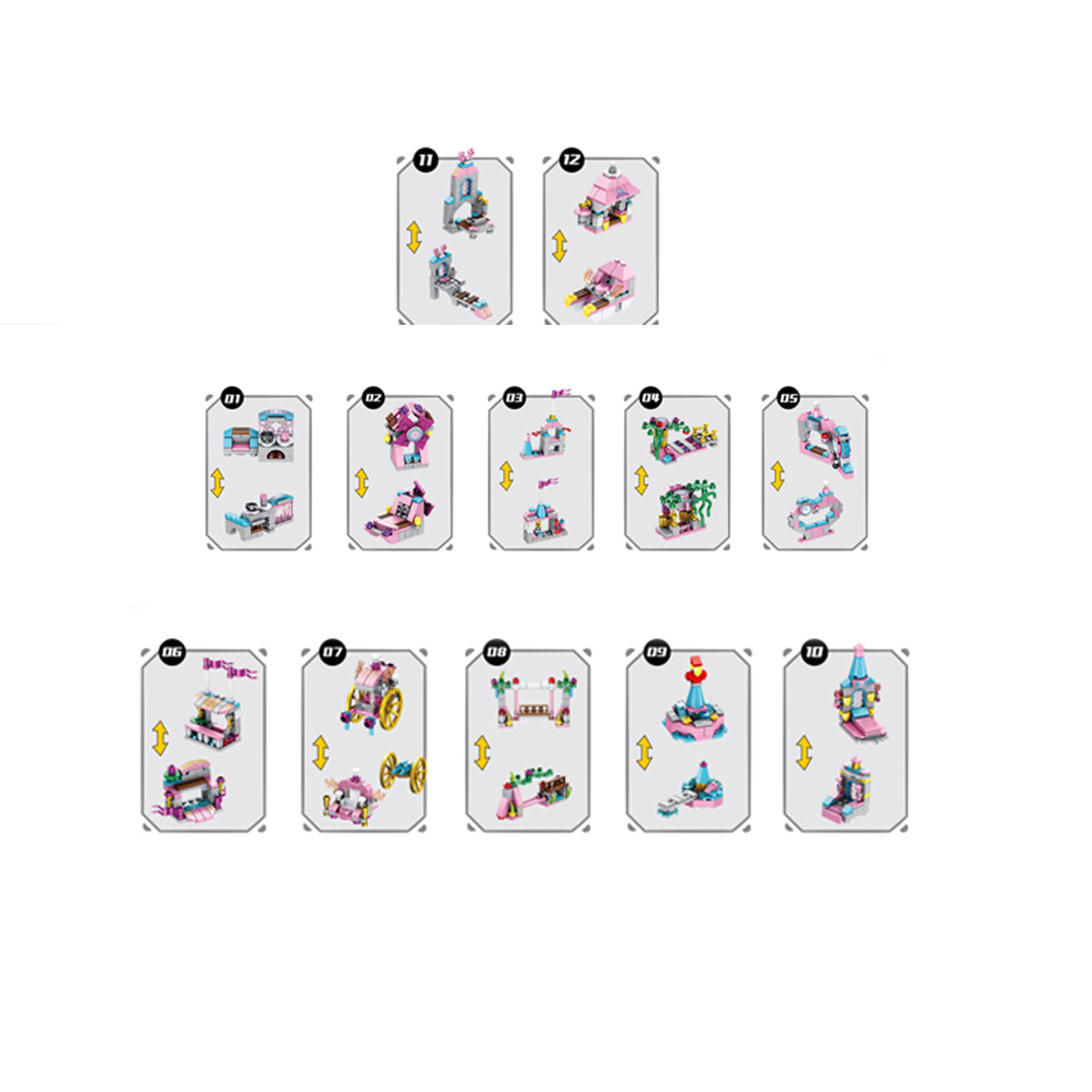 Coo11 12 in 1 Princess Castle Building Block Toys, Tree Creative Kits, Learning and Roleplay Stem Construction Play Set, Improves Skills & Development, Perfect Gift for Boys & Girls, Suitable for 3+
