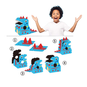 Coo11 Dinosaur Carton Cardboard Box, Handmade Animal DIY Dressing Wearable Toy for Indoor Outdoor, Kindergarten Fun, Portable, Lightweight, Perfect Gift for Boys & Girls, Suitable for 3+ (Green)