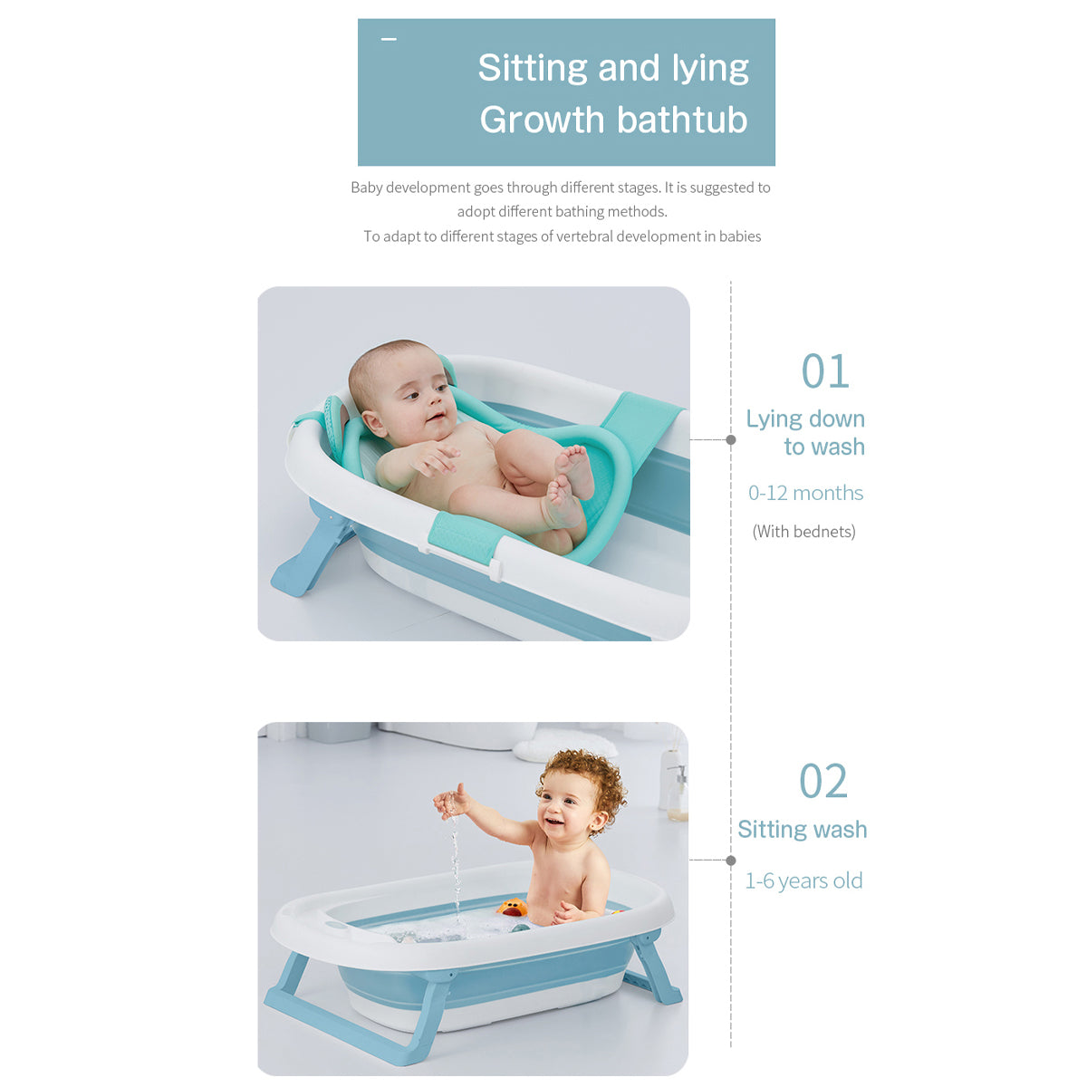 Sobear Plastic Foldable Bathtub Portable Baby Bath Tub  for Toddlers, Non-Slip With Drainage Hole, Portable, Easy Folding and Easy to Carry Travel Seat Baths Baby Swimming Pool, Safe Bathing for kIds