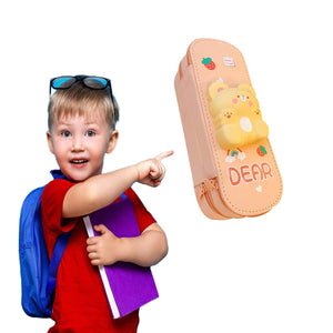 Coo11 2-in-1 Big Capacity Multiple Storage Pen & Pencil Pouch and Kids Astronaut Design Pencil Sharpener (Pink)