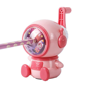 Coo11 2-in-1 Big Capacity Multiple Storage Pen & Pencil Pouch and Kids Astronaut Design Pencil Sharpener (Pink)