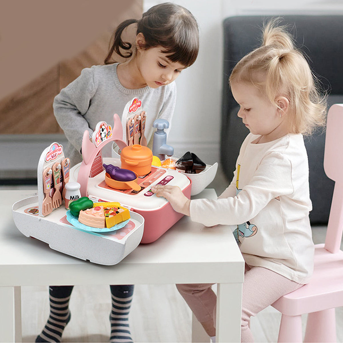 Pretend Play House Pink Backpack Small Mini Kitchen Toys Real Cooking Set For Kids  Set Pretend Role Play Toys For Boys And Girls, Premium Pieces Set