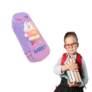 Coo11 2-in-1 Big Capacity Multiple Storage Pen & Pencil Pouch and Kids Astronaut Design Pencil Sharpener (Pink)