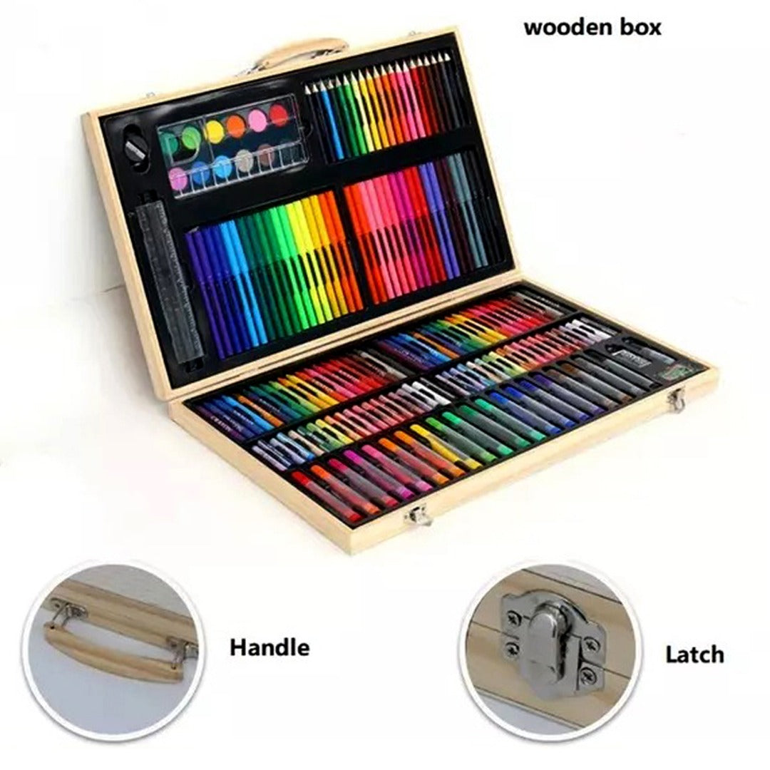 Coo11 Kids 180 PCS Drawing Art Markers Brush Pen Set and Kids Astronaut Design Pencil Sharpener and 2-in-1 Blue Big Capacity and Large Multiple Storage Pen & Pencil Pouch