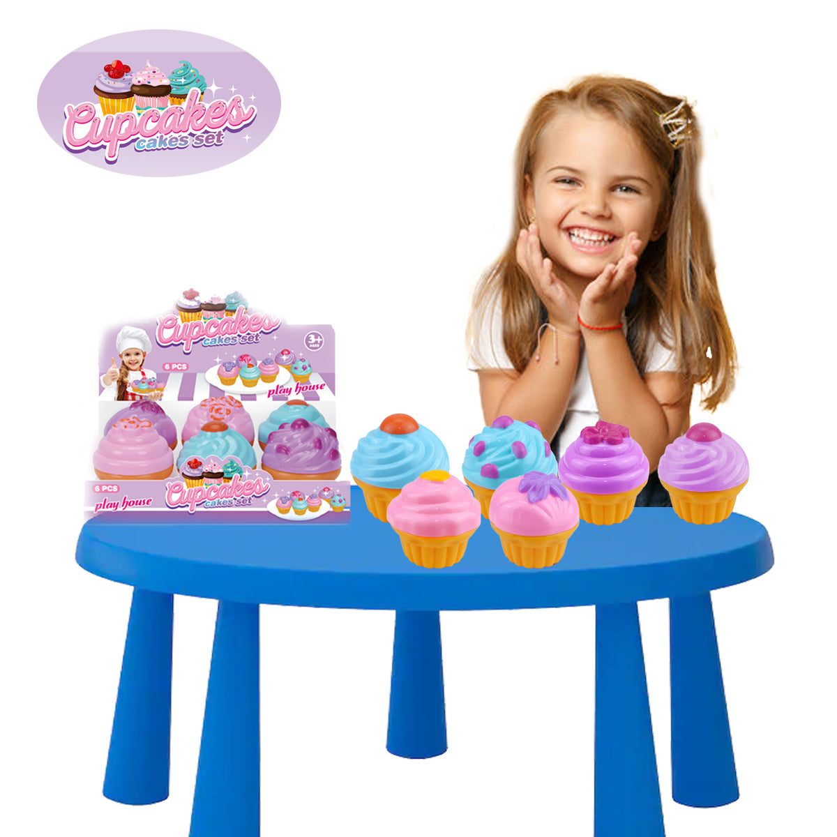 Coo11 Kids Playhouse Party, Colorful Mini Cream Mousse Chocolate Cupcakes Dessert Toys, Realistic, Artificial Toy, Scented Fake, Perfect Gifts for 4 to 6 Years Old