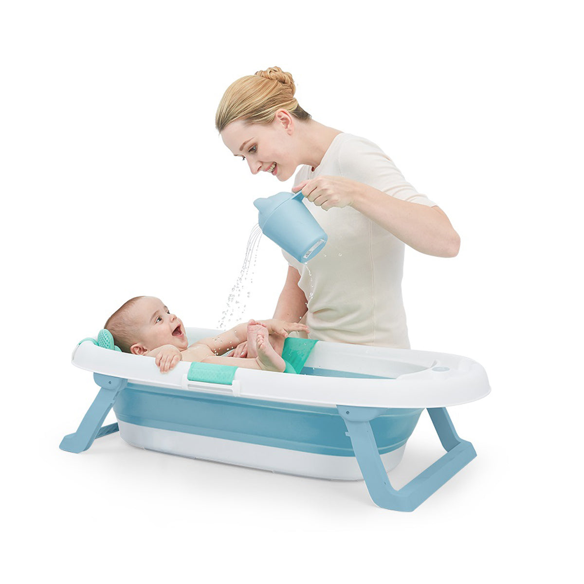 Sobear Plastic Foldable Bathtub Portable Baby Bath Tub  for Toddlers, Non-Slip With Drainage Hole, Portable, Easy Folding and Easy to Carry Travel Seat Baths Baby Swimming Pool, Safe Bathing for kIds