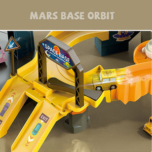 Coo11 Pretent Play Electric Mars Base Orbit Cars Track Toy, Space Base Adventure, Colourful Vehicle Play Set with Light & Sound, Perfect Car Toy for Kids 3 Years and up