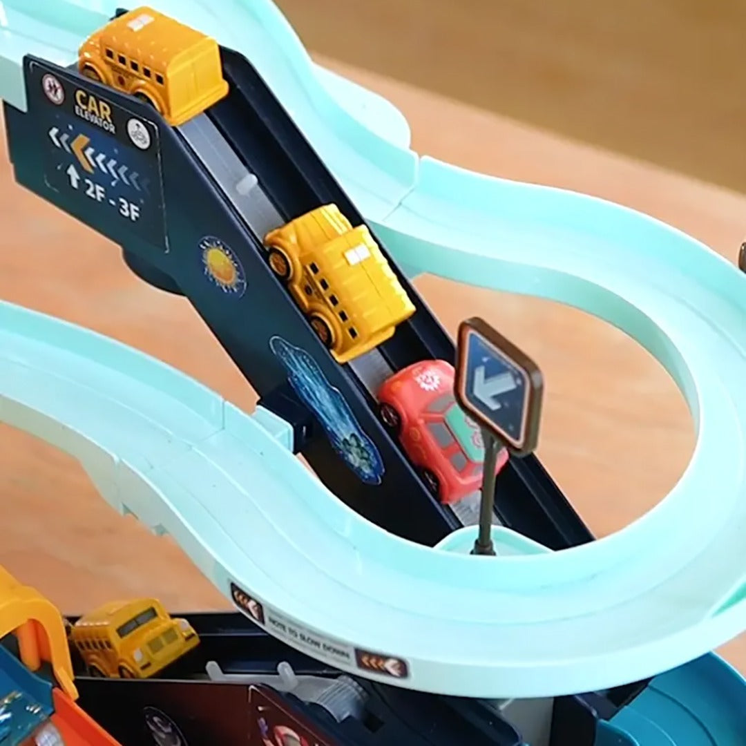 Coo11 Pretent Play Electric Mars Base Orbit Cars Track Toy, Space Base Adventure, Colourful Vehicle Play Set with Light & Sound, Perfect Car Toy for Kids 3 Years and up