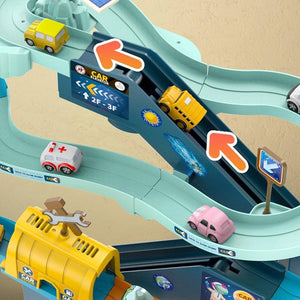Coo11 Pretent Play Electric Mars Base Orbit Cars Track Toy, Space Base Adventure, Colourful Vehicle Play Set with Light & Sound, Perfect Car Toy for Kids 3 Years and up