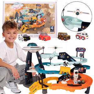Coo11 Pretent Play Electric Mars Base Orbit Cars Track Toy, Space Base Adventure, Colourful Vehicle Play Set with Light & Sound, Perfect Car Toy for Kids 3 Years and up