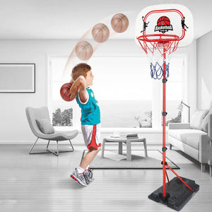 Coo11 Basketball Stand Hoop Set for Kids Height Adjustable for Adult Youth Teenagers Indoor Outdoor Use Portable Basketball Goals Boys Girls Age 3 4 5 6 7 8 + Perfect for Gifting Size 32*46*240 Cm