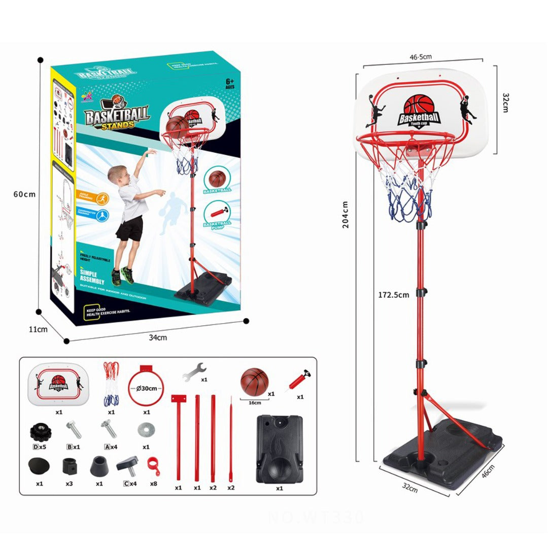 Coo11 Basketball Stand Hoop Set for Kids Height Adjustable for Adult Youth Teenagers Indoor Outdoor Use Portable Basketball Goals Boys Girls Age 3 4 5 6 7 8 + Perfect for Gifting Size 32*46*240 Cm