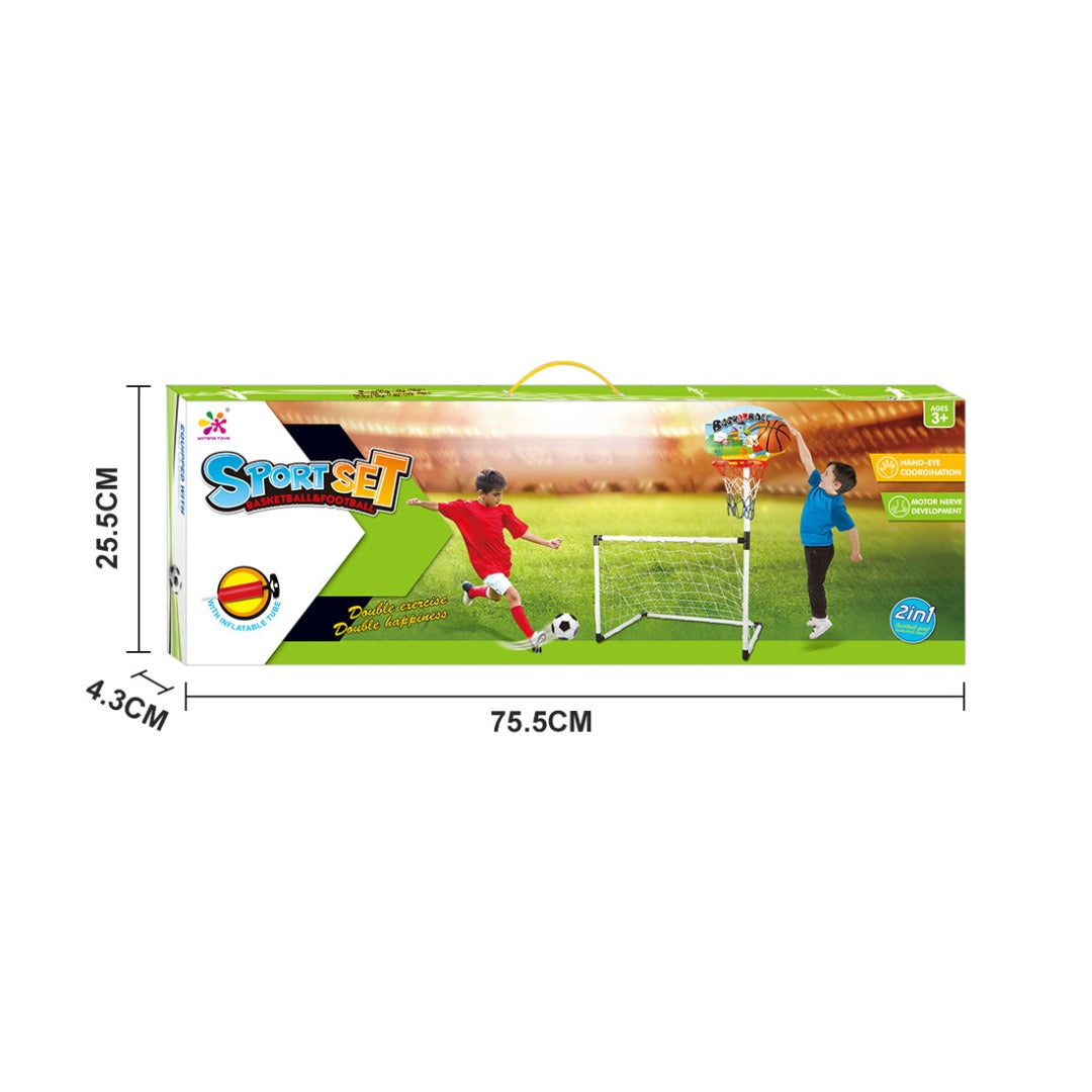 Coo11 2 In 1 Basketball & Football Stand Indoors and Outdoors Games Easy Assembly Training Multi Sport Gift Collection for Kids Children Adults Size - 99*81*133 Cm
