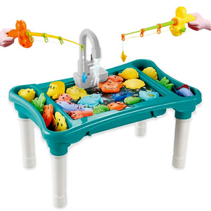 Coo11 Magnetic Fishing toy set for kids fishing games running water for kids baby fishing swimming toys for kids with multi-color animals Plastic magnetic fishing game table set for boys and girls, Aged above 3+