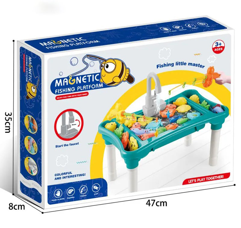 Coo11 Magnetic Fishing toy set for kids fishing games running water for kids baby fishing swimming toys for kids with multi-color animals Plastic magnetic fishing game table set for boys and girls, Aged above 3+