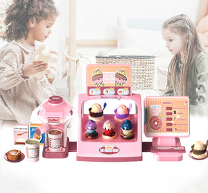 Coo11 28 pcs Kids Pretend play ice cream cashier machine for kids simulation ice cream juice maker machine supermarket shopping play house toys for kids baby pretend play food gift for kids Aged 3+