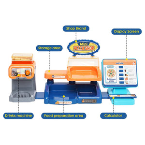 Coo11 35 pcs Kids Pretend play Pizza cashier machine for kids simulation pizza pasta juice maker machine supermarket shopping play house toys for kids baby pretend play food gift for kids Aged 3+