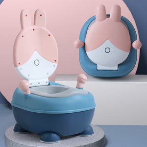 Coo11 Rabbit Design Baby Toilet Potty Chair, Handle & Soft Cushion with Splash Guard, Portable, Portable, Lightweight, Travel Convenient, Perfect Gift for Boys & Girls, Suitable for 3+,
