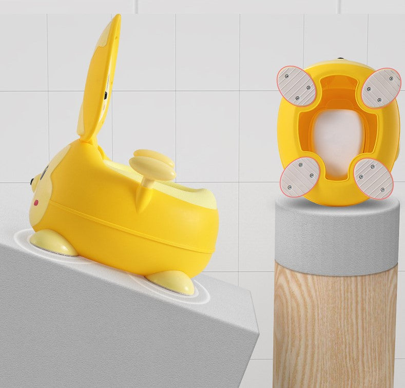 Coo11 Squirrel Design Baby Toilet Potty Chair, Handle & Soft Cushion with Splash Guard, Portable, Portable, Lightweight, Travel Convenient, Perfect Gift for Boys & Girls, Suitable for 3+, Yellow