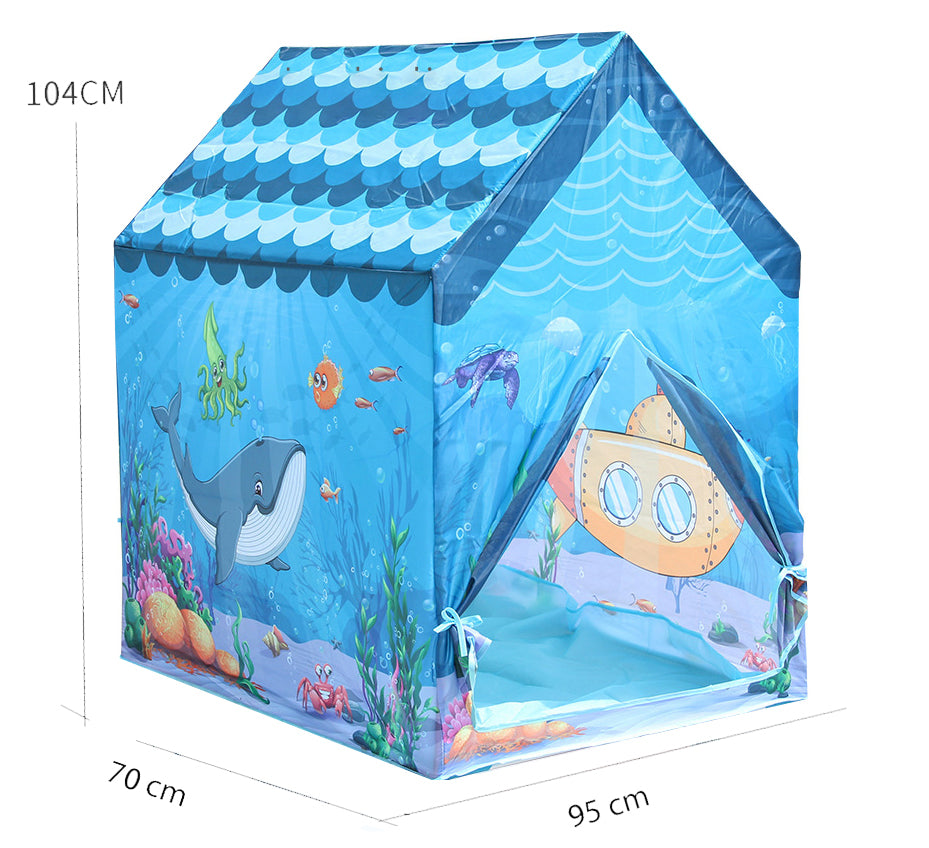 Coo11 Pretent Play Children's Play House, Aquarium Design Playhouse with Fish & Ship, Creating Personal Play Space, Indoor & Outdoor Games Toys for Kids 3 Years and up (Sky Blue)